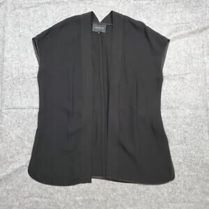Lafayette 148 Top Womens Medium Silk Open Front Cap Sleeve Chic Luxe Vest Blouse
